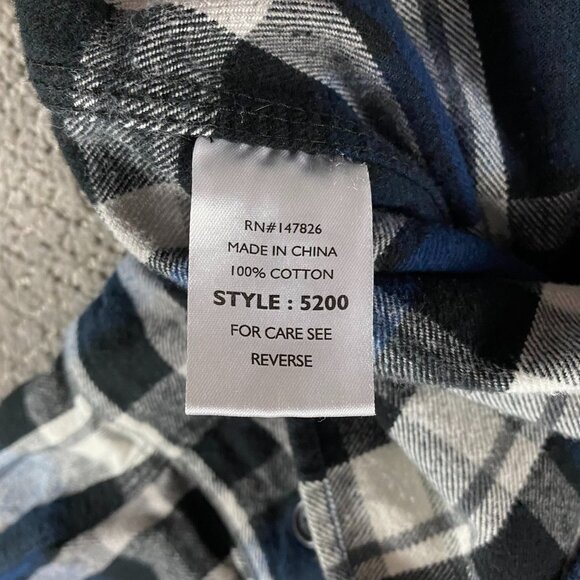 Five Brother Flannel Shirt Men's XL TALL Blue Black Plaid Heavy - Picture 5 of 11